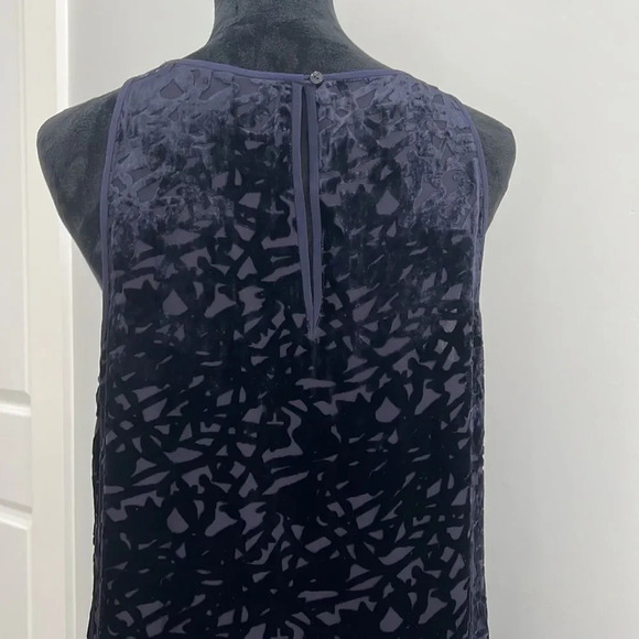 NWT Eileen Fisher Velvet Vines Burnout Blue Sleeveless Ballet Neck A Line DressM - Picture 7 of 11